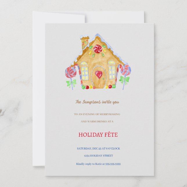 Gingerbread House Holiday Party Einladungen (Vorderseite)
