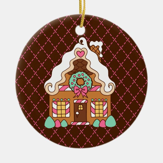 Gingerbread House Keramikornament (Vorne)