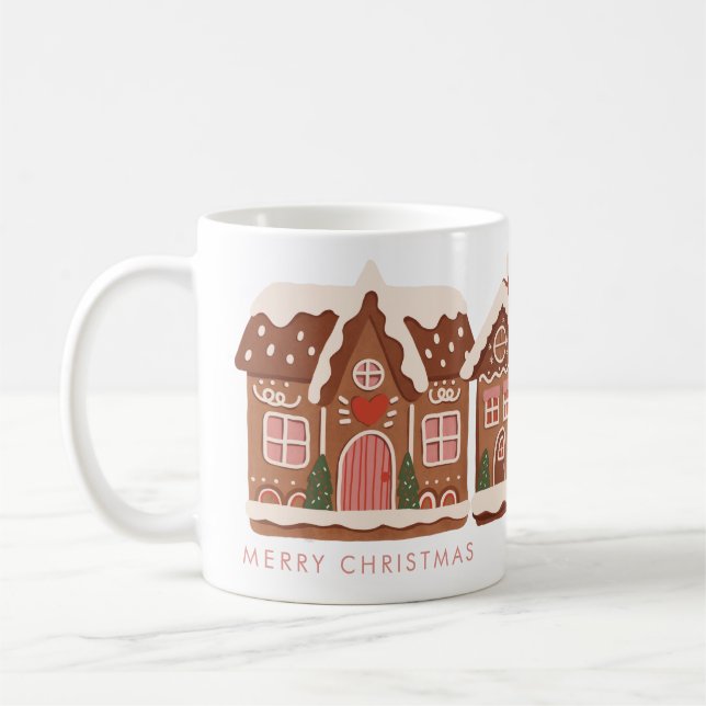 Gingerbread House Moderne frohe Weihnachten Kaffeetasse (Links)