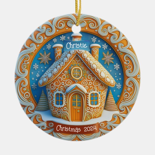 Gingerbread House Personalisiert Ornament (Vorne)