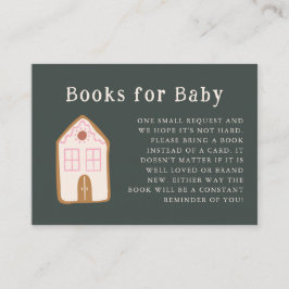 Gingerbread House Pink Baby Shower Book Request Begleitkarte