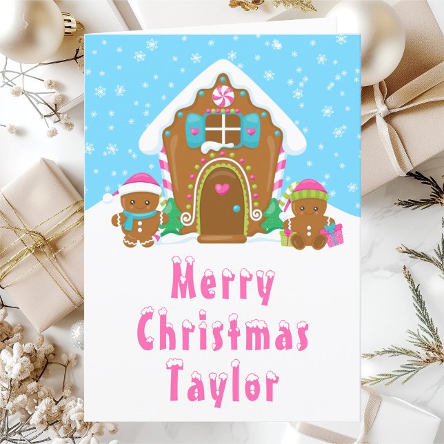 Gingerbread House Pink und Blue Frohe Weihnachten (Von Creator hochgeladen)
