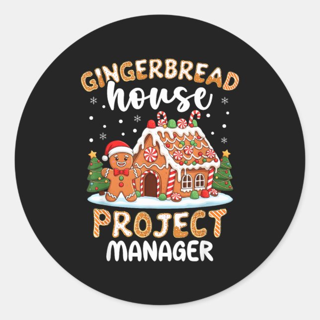 Gingerbread House Project Manager Christmas Cookie Runder Aufkleber (Vorderseite)