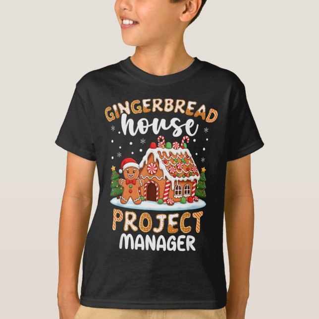 Gingerbread House Project Manager Christmas Cookie T-Shirt (Vorderseite)
