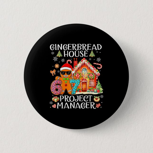 Gingerbread House Project Manager Decorating Bakin Button (Vorderseite)