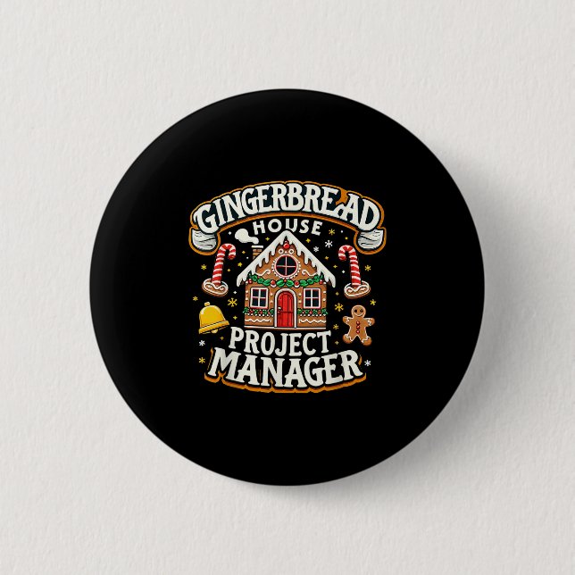 Gingerbread House Project Manager Xmas Decoration Button (Vorderseite)