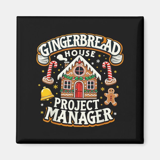 Gingerbread House Project Manager Xmas Decoration Magnet (Vorne)