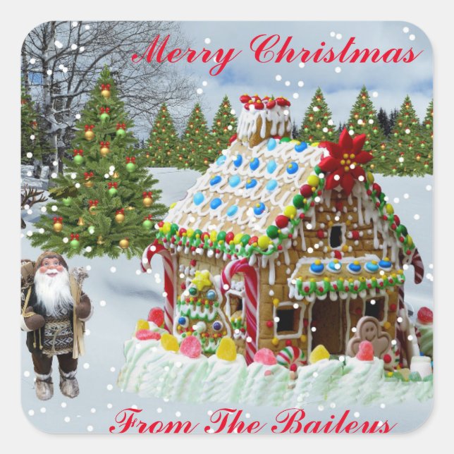 GINGERBREAD HOUSE  QUADRATISCHER AUFKLEBER (Vorderseite)