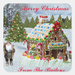 GINGERBREAD HOUSE  QUADRATISCHER AUFKLEBER