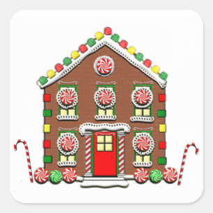 Gingerbread House Quadratischer Aufkleber
