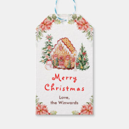 Gingerbread House Red Merry Christmas Geschenkanhänger