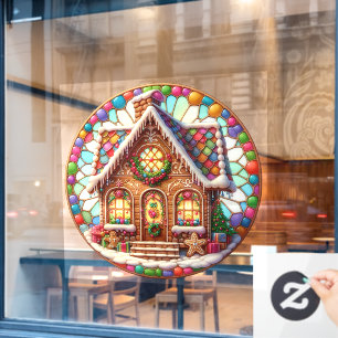 Gingerbread House Round Window Fensteraufkleber