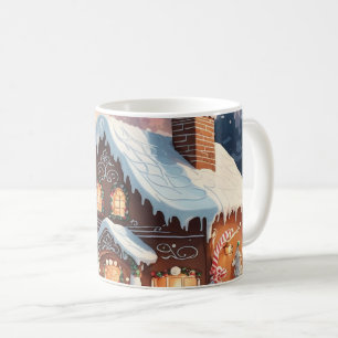 Gingerbread House Snowy Christmas Scene Kaffeetasse