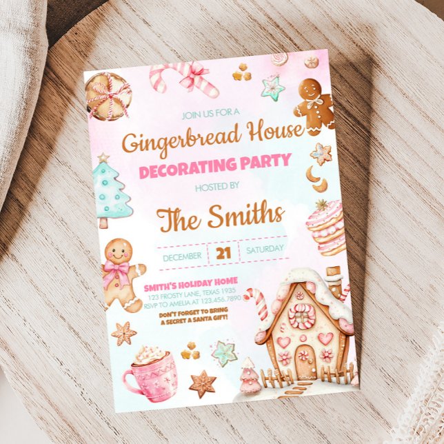 Gingerbread House Weihnachtsdekoration Party Einladung (Christmas Gingerbread House Decorating Party Invitation)