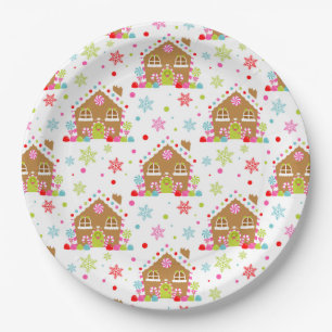 Gingerbread House - Whimsisches Weihnachtsdesign Pappteller