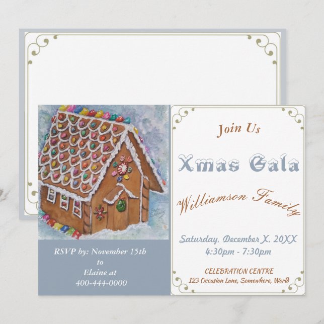 GINGERBREAD HOUSE XMAS GALA PARTY EINLADUNG (Vorne/Hinten)