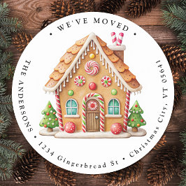 Gingerbread House Zuhause Holiday Moving New Addre Runder Aufkleber
