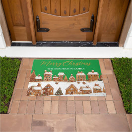 Gingerbread Houses Frohe Weihnachtsgrüße Grün Fußmatte