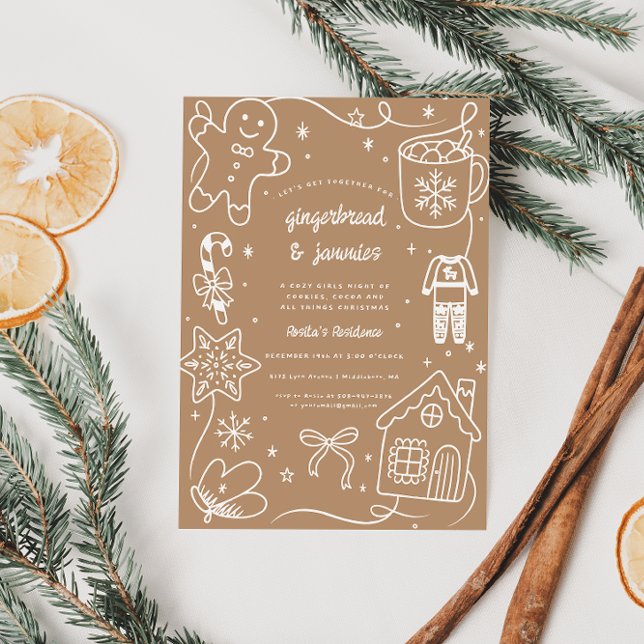 Gingerbread & Jammies | Cozy Christmas Girls Night Einladung (Von Creator hochgeladen)