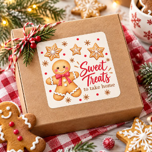 Gingerbread-Keks-Austausch Süße Leckereien Quadrat Quadratischer Aufkleber