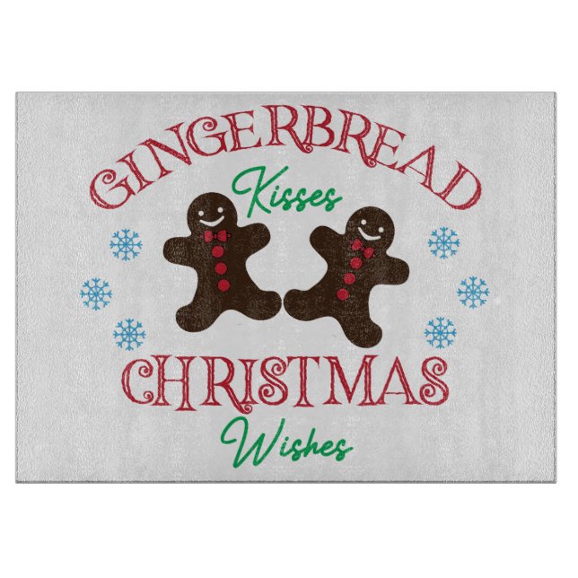 Gingerbread Kisses Christmas Wünsche Schneidebrett (Vorderseite)