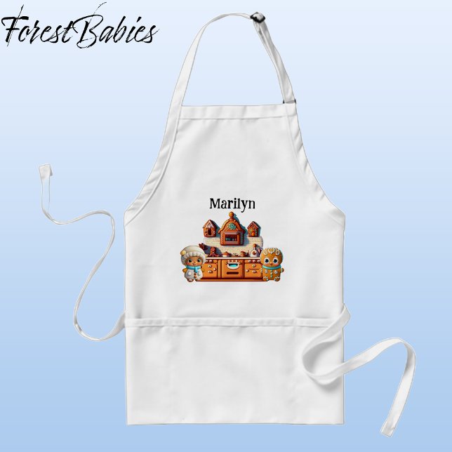 Gingerbread Kitchen Boy & Girl Cookie Graphic Schürze (Gingerbread Kitchen, Man, Boy & Woman, Girl Christmas 🎄Customizable ForestBabies Apron)