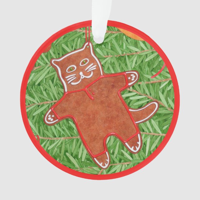 GINGERBREAD KITTY Acrylic Circle Ornament (Vorderseite)