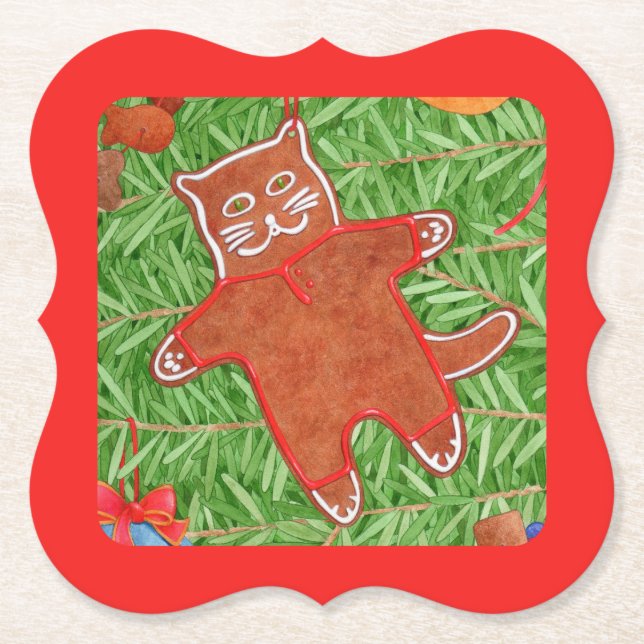 GINGERBREAD KITTY Bracket Paper Untersetzer / Red (Vorderseite)
