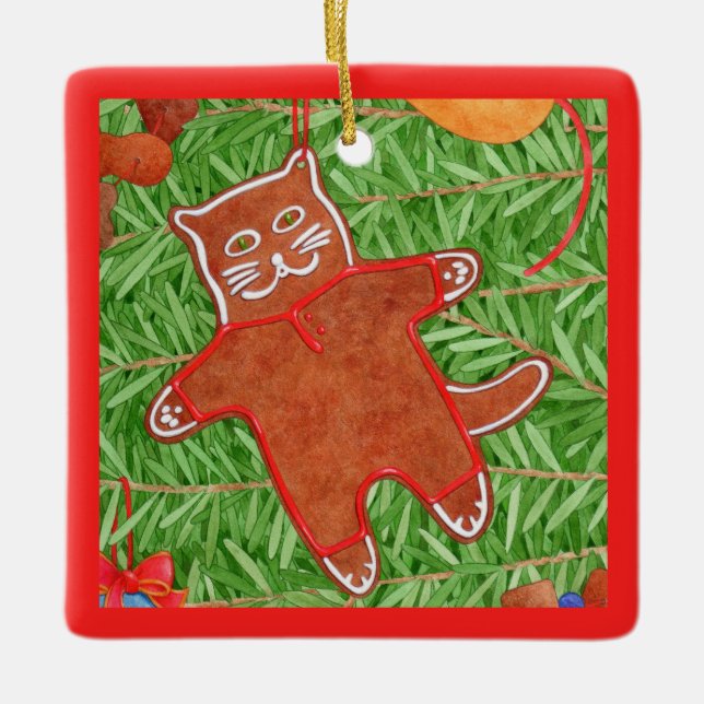 GINGERBREAD KITTY Keramik Keramikornament (Vorderseite)