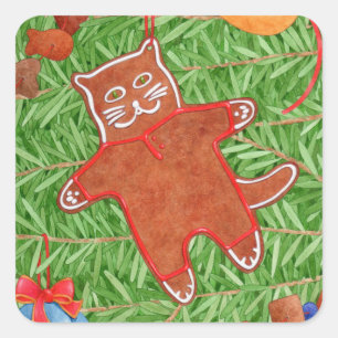 GINGERBREAD KITTY Kleine Aufkleber