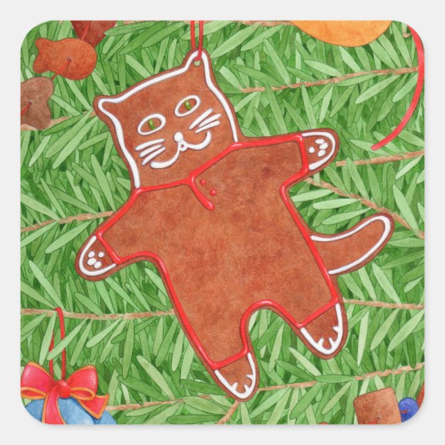 GINGERBREAD KITTY Kleine Aufkleber (Vorderseite)