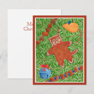 GINGERBREAD KITTY Meowy Christmas 4.25x5.5 Card 3 Mitteilungskarte