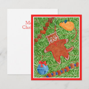 GINGERBREAD KITTY Meowy Christmas 4.25x5.5 Card II Mitteilungskarte