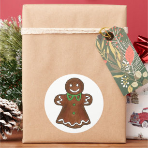 Gingerbread Lady Woman Weihnachtskekse Runder Aufkleber