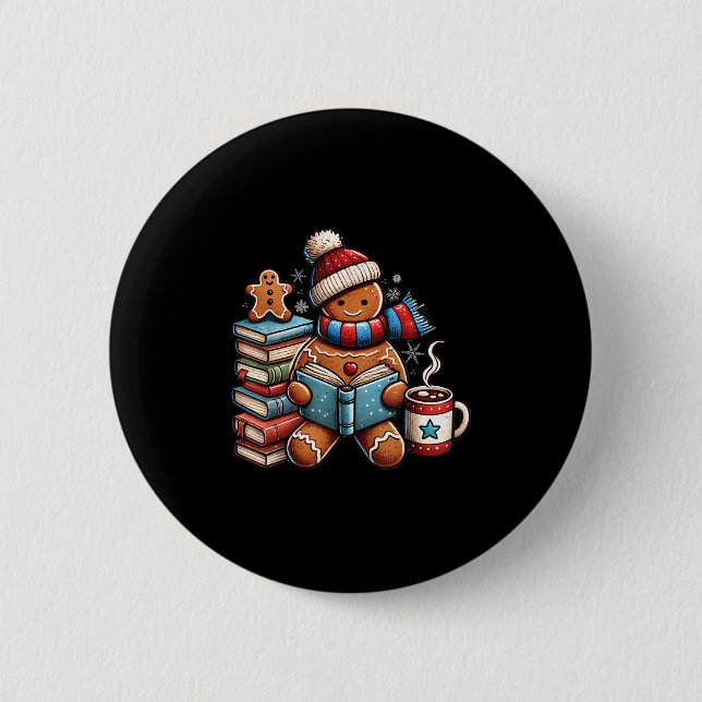 Gingerbread Lesebuch Liebhaber Weihnachtslied Button (Vorderseite)