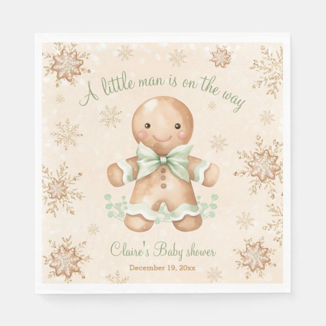 Gingerbread Little Man Christmas Baby Dusche Serviette (Vorderseite)