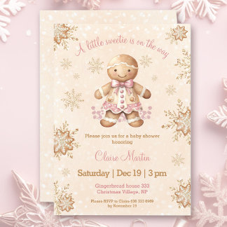 Gingerbread Little Sweetie Christmas Baby Shower Einladung