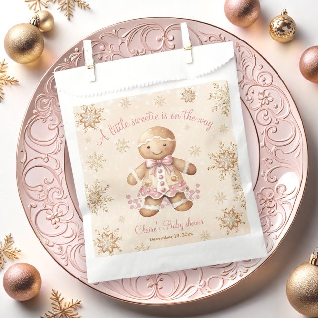 Gingerbread Little Sweetie Christmas Baby Shower Geschenktütchen (Gingerbread Little Sweetie Christmas Baby Shower Favor Bag)