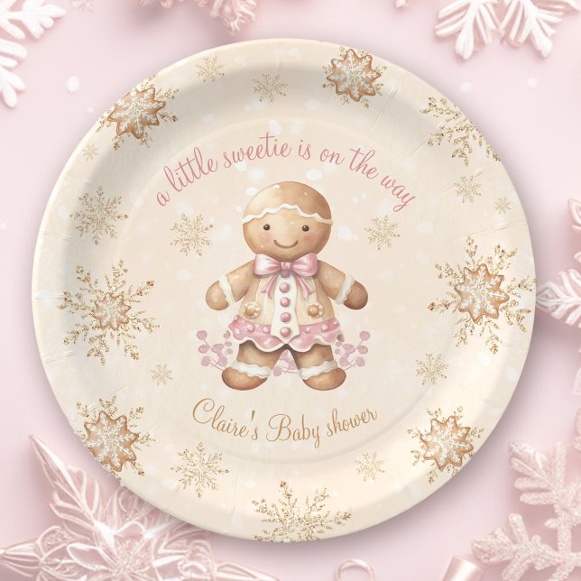 Gingerbread Little Sweetie Christmas Baby Shower Pappteller (Gingerbread Little Sweetie Christmas Baby Shower Paper Plates)