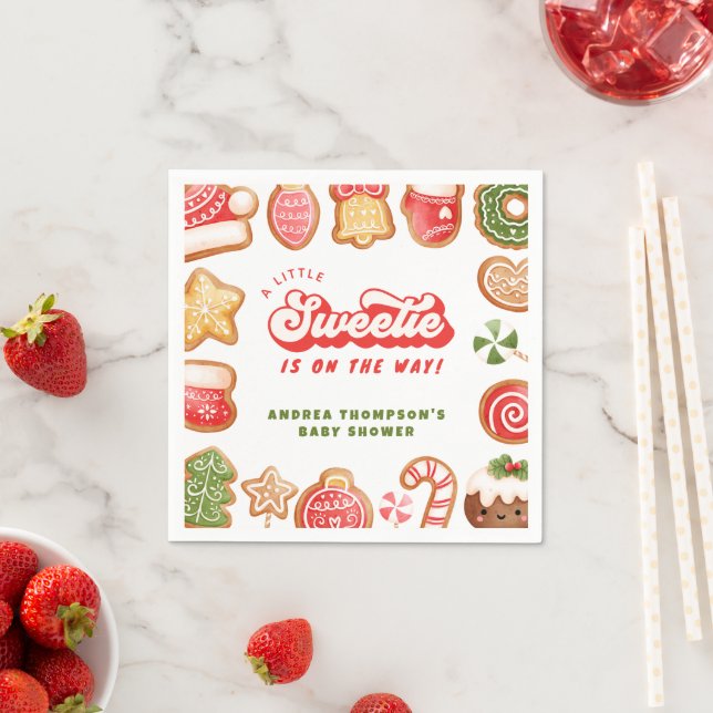 Gingerbread Little Sweetie Christmas Baby Shower Serviette (Beispiel)