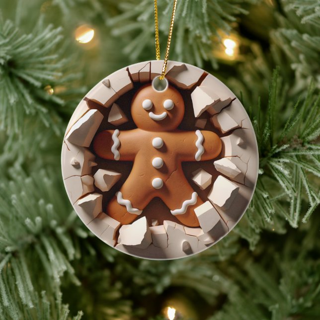 Gingerbread Man 3D-Effekt Nicht zutreffend 3D Keramik Ornament (Baum)