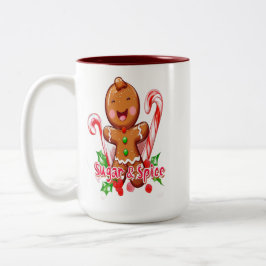 Gingerbread Man and Candy Cane Weihnachten Zweifarbige Tasse