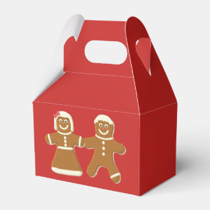 Gingerbread Man and Woman on Red Geschenkschachtel