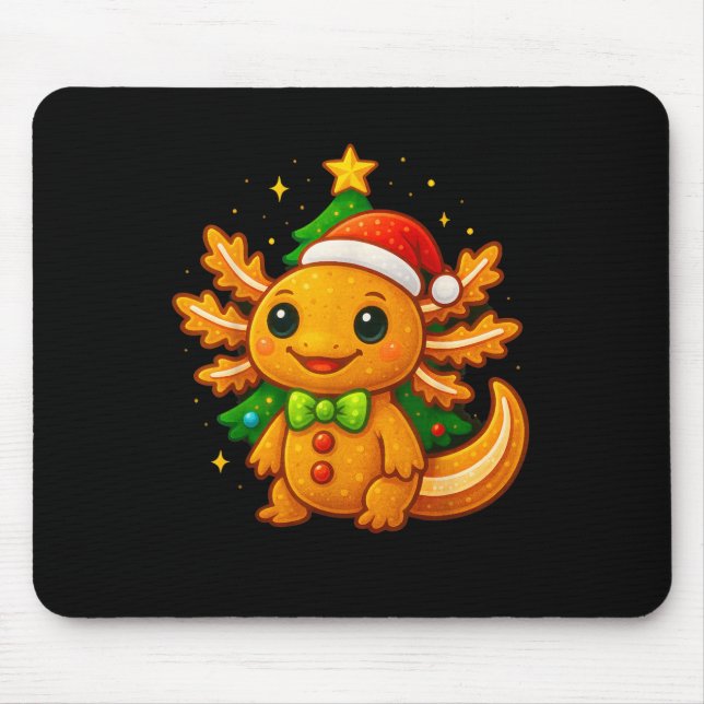 Gingerbread Man Axolotl Weihnachtsmannmütze Weihna Mousepad (Vorne)
