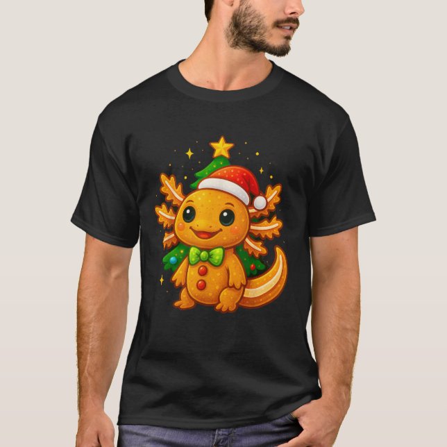 Gingerbread Man Axolotl Weihnachtsmannmütze Weihna T-Shirt (Vorderseite)