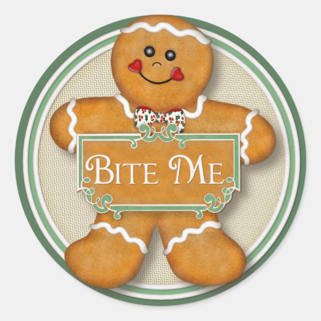 Gingerbread Man - Bite Me Runder Aufkleber (Vorderseite)