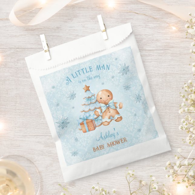 Gingerbread Man Boy Blue Weihnachtsdusche Geschenktütchen (Ausgeschnitten)