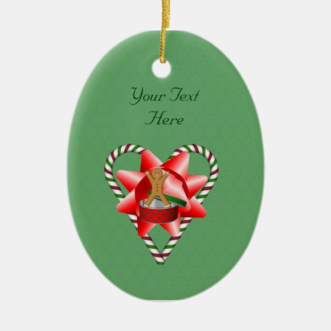 Gingerbread Man Candy Cane Holiday Ornament (Vorne)