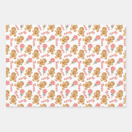 Gingerbread Man Candy Cane Lollipop Holiday Geschenkpapier Set