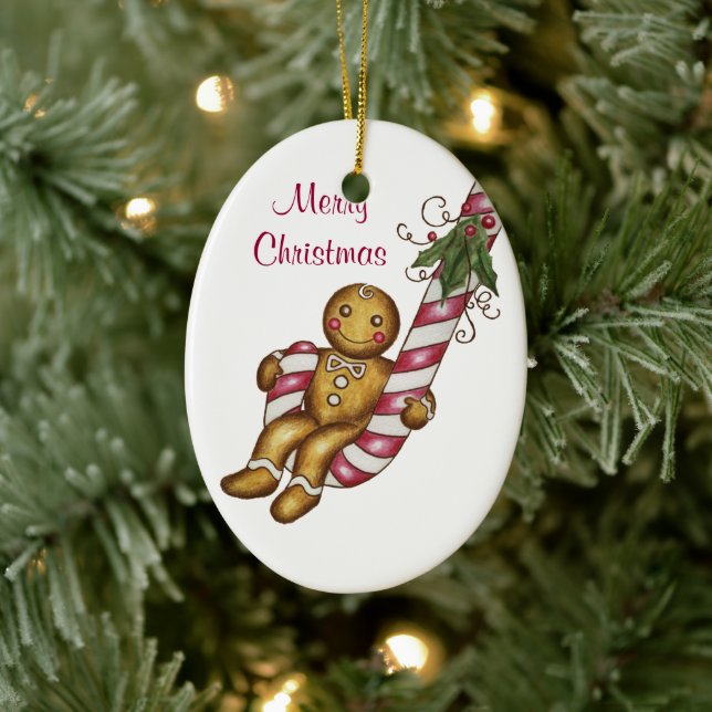 Gingerbread Man Candy Cane Ornament (Baum)
